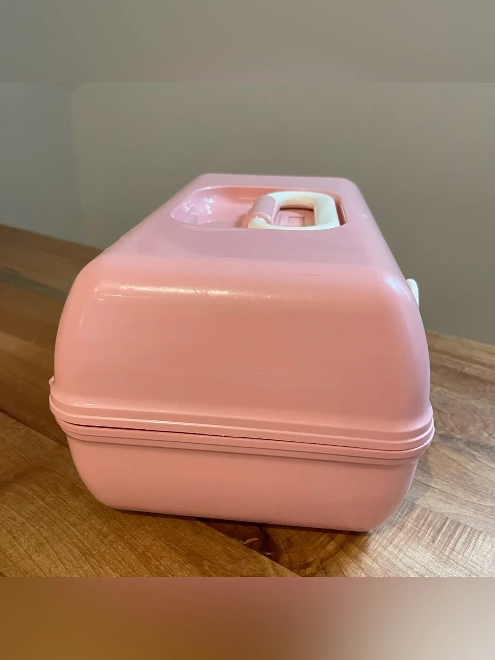 Vintage Caboodles 5626 Pink Makeup Storage Train Case Box USA Mirror Two Tier